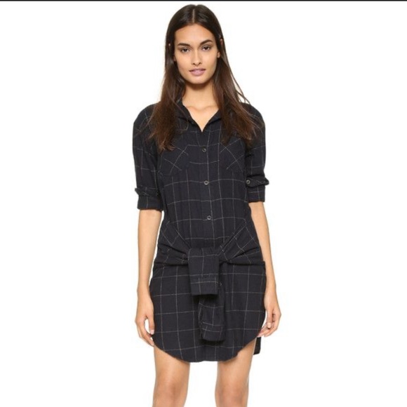 Current/Elliott Dresses & Skirts - Current/Elliott The Twist Shirt Dress in Windowpane Plaid and Black New Size S